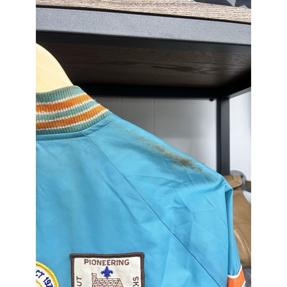 Vintage 1970s Sears Miami Dolphins Multi Patch Snap Coach Jacket Youth L/Men's S - Picture 11 of 13